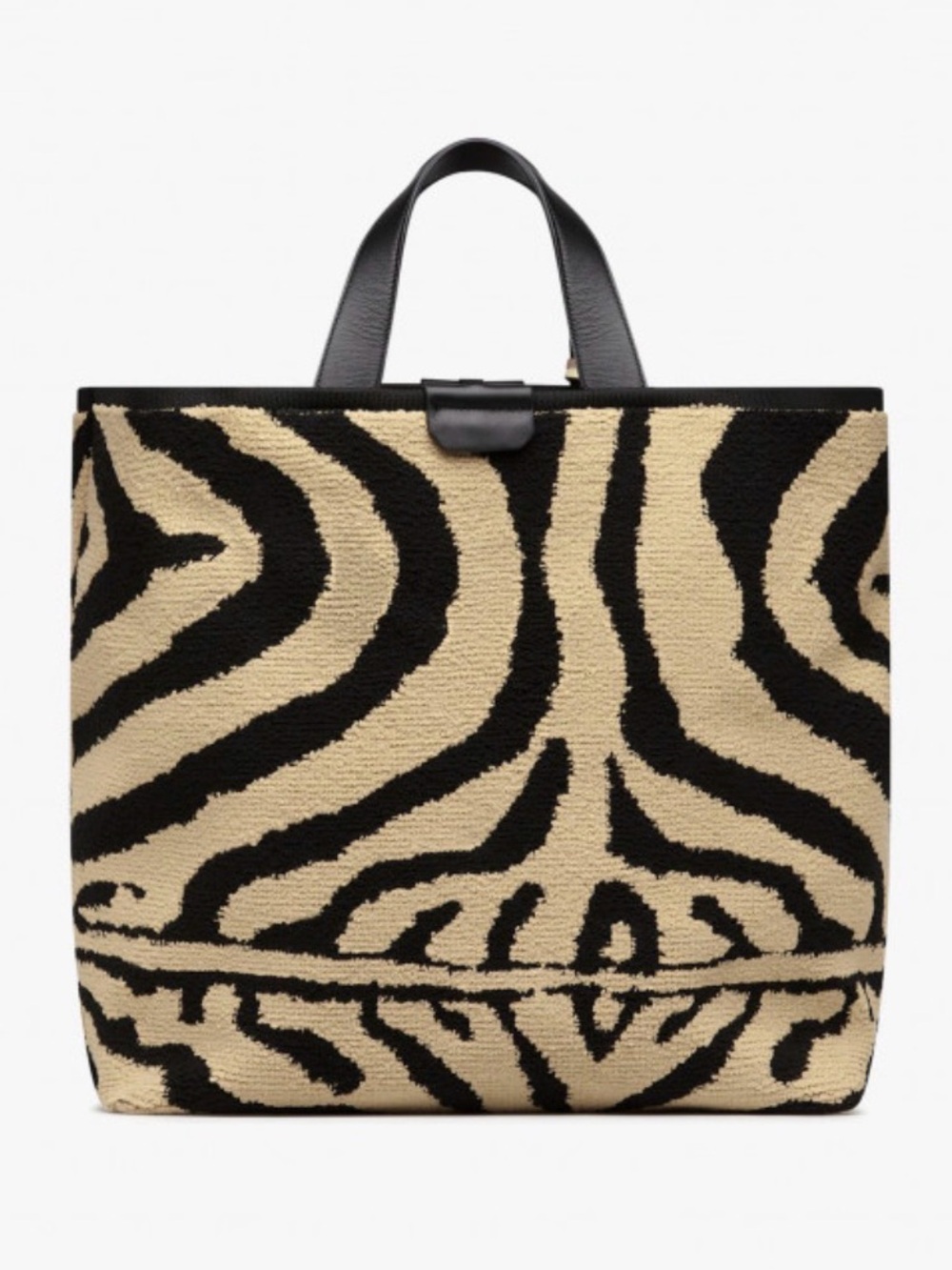 NWT VOILE BLANCHE THE LARGE WINTER SAFARI TOTE BAG in DARK BROWN-BEIGE - Picture 4 of 14
